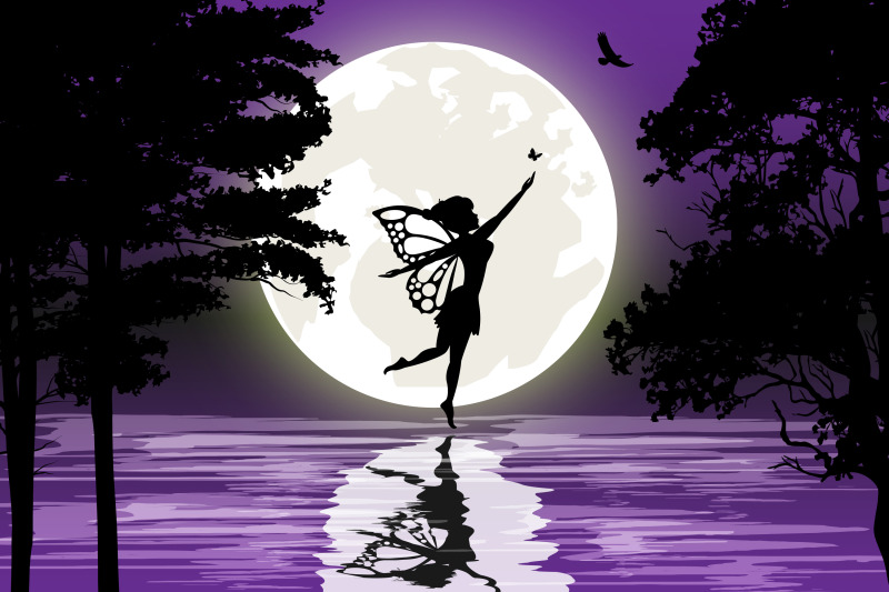 cute-fairy-and-moon-silhouette