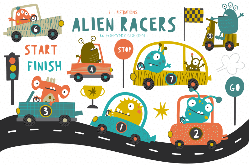 alien-racers-clipart-set