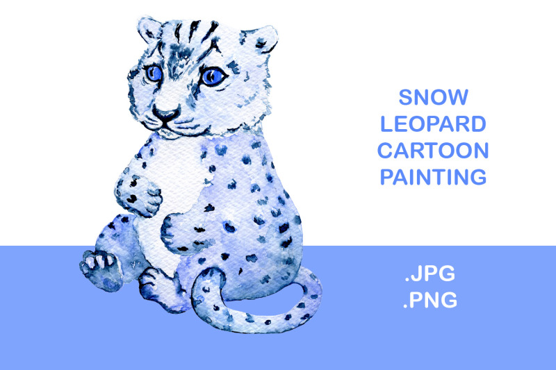 snow-leopard-cub-watercolor-painting-isolated-illustration