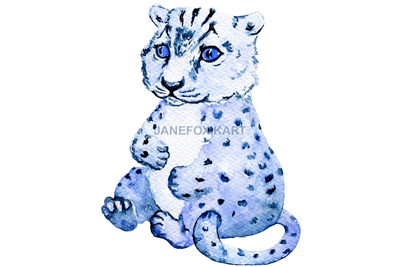 snow-leopard-cub-watercolor-painting-isolated-illustration