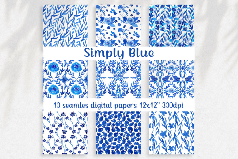 watercolor-floral-digital-paper-pack-seamless-pattern-with-simple-blu