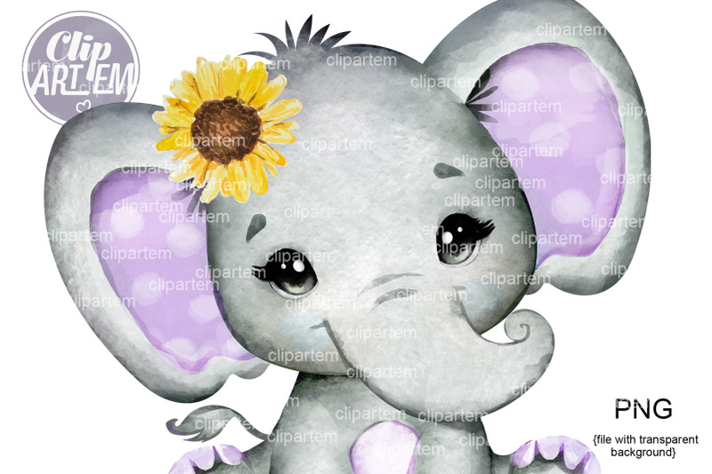 sunflower-purple-girl-elephant-png-purple-yellow-baby-elephant