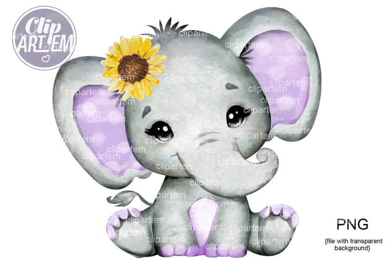 sunflower-purple-girl-elephant-png-purple-yellow-baby-elephant