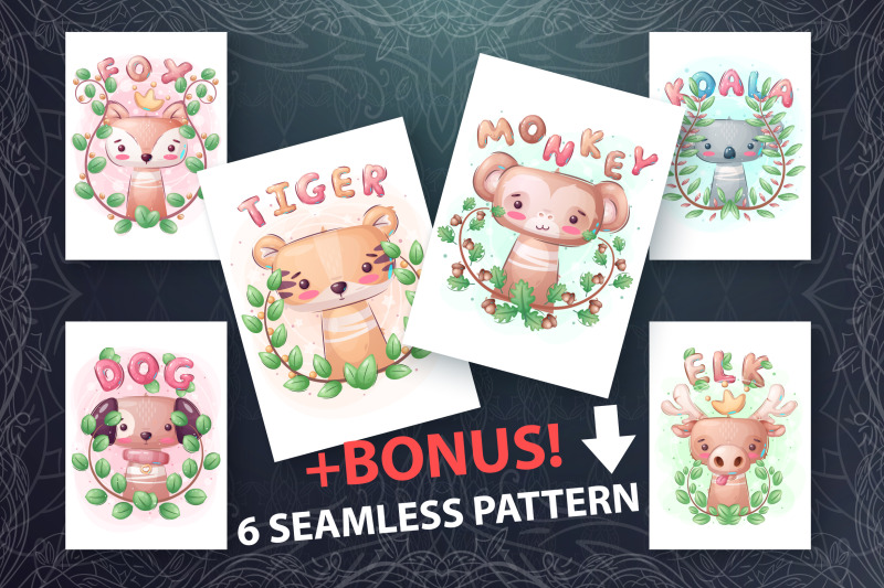 set-cute-animal-seamless-pattern