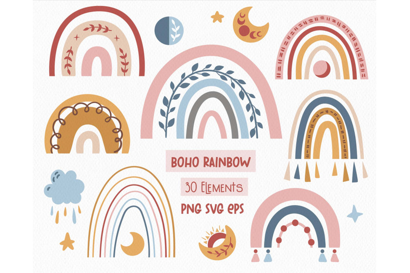 boho-rainbow-kids-svg-set