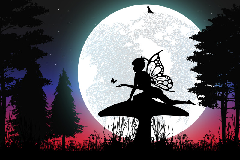 cute-fairy-and-butterfly-silhouette