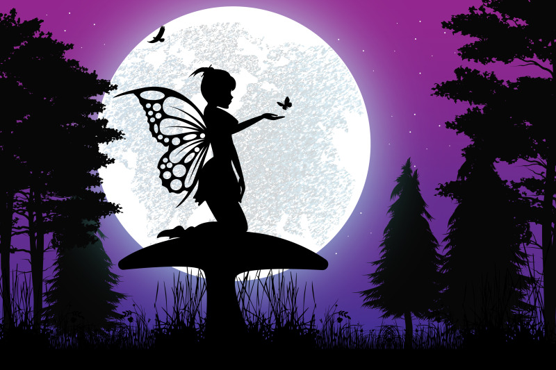 cute-fairy-and-butterfly-silhouette