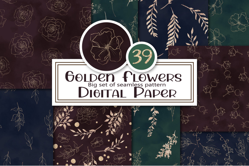 golden-flowers-seamless-patterns