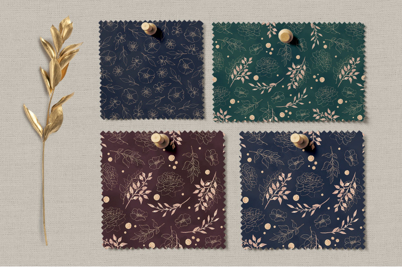 golden-flowers-seamless-patterns