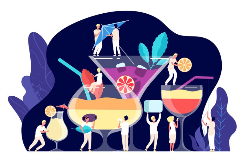 cocktail-concept-tiny-people-bartenders-make-cocktails-tropical-bev