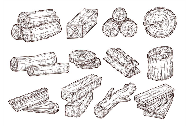 sketch-lumber-wood-logs-trunk-and-planks-forestry-construction-mate