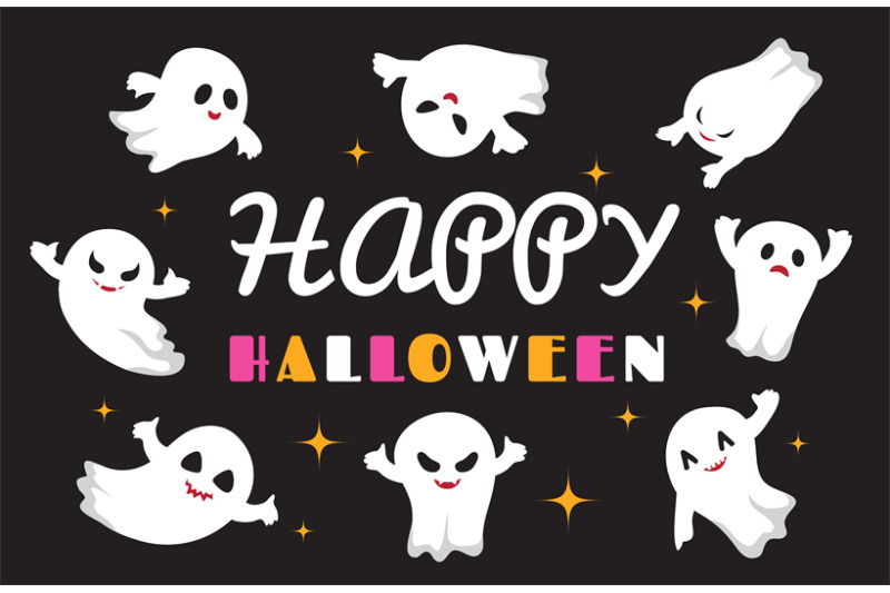cute-ghosts-flat-ghost-vector-character-happy-halloween-background