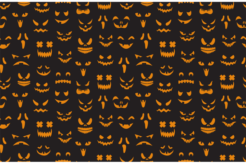 pumpkin-faces-seamless-pattern-halloween-jack-o-lantern-face-silhouet