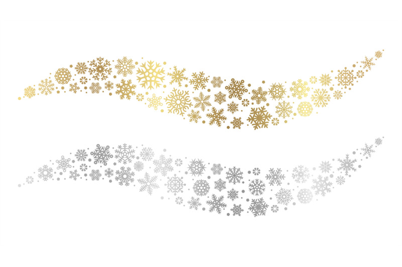 snowflake-waves-gold-silver-snowflakes-vector-element-christmas-snow