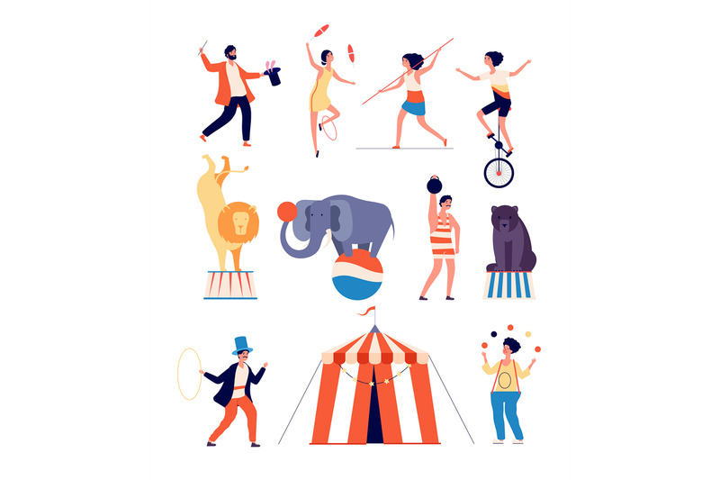 circus-actors-clown-and-magician-juggler-and-balancer-animal-traine