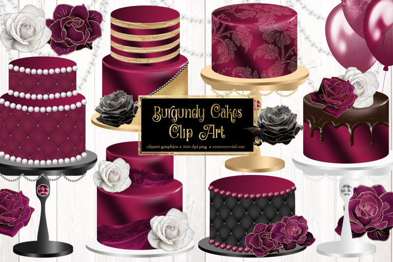 burgundy-cakes-clipart