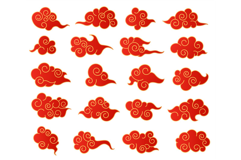 chinese-clouds-korean-or-japanese-red-and-golden-cloud-decorative-set