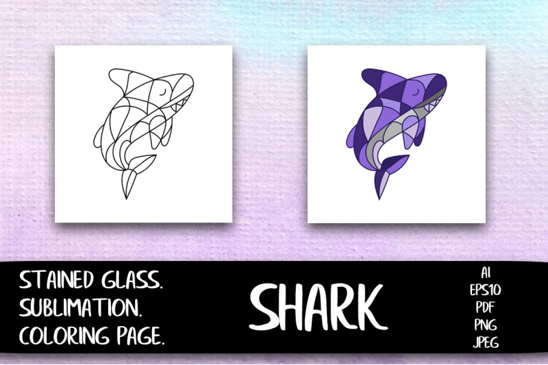 stained-glass-shark-sublimation-png-coloring-page