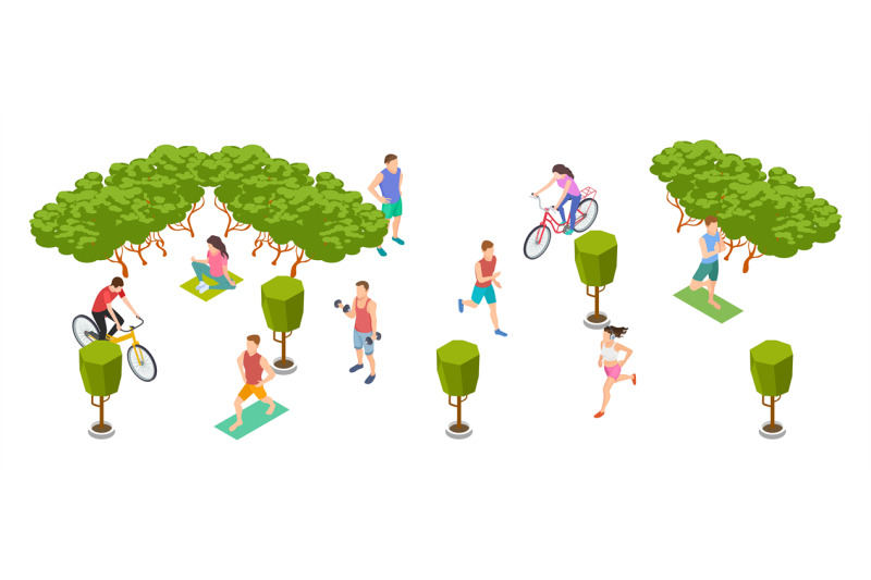 sports-people-isometric-men-women-train-on-nature-vector-cyclists-a