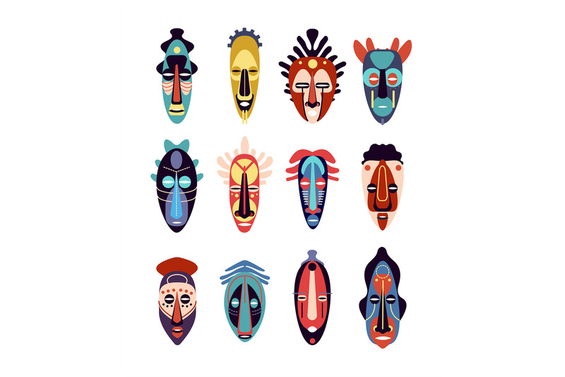 african-mask-colorful-ethnic-tribal-ritual-masks-of-different-shapes