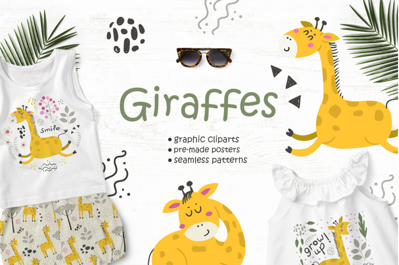 giraffes-clipart-amp-pattern