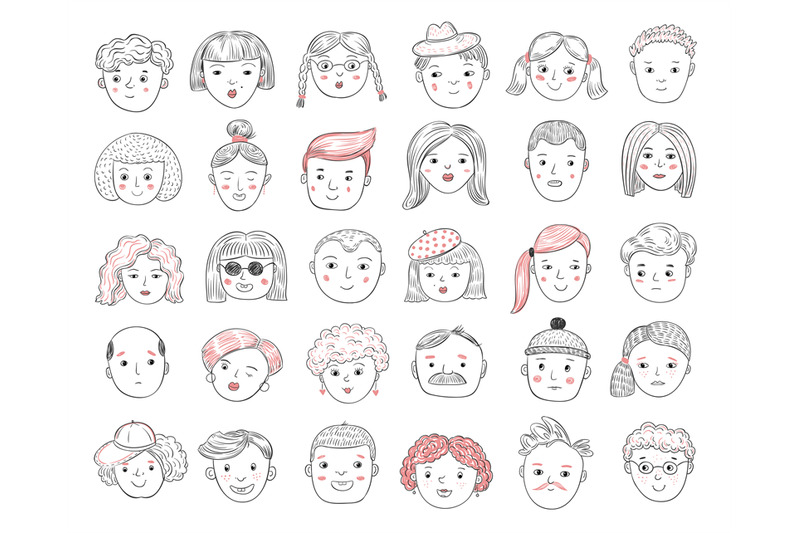 sketch-people-avatars-female-and-male-portraits-human-faces-men-and