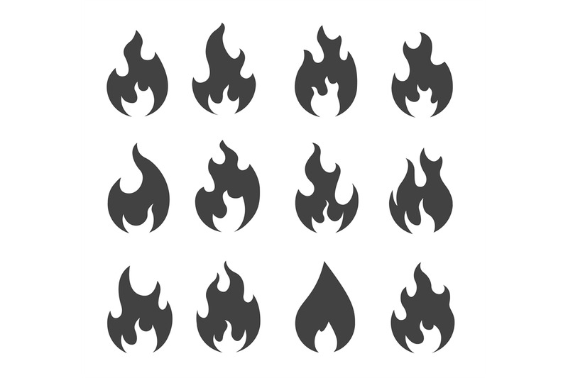 fire-silhouettes-simple-black-outline-fire-flames-campfire-isolated