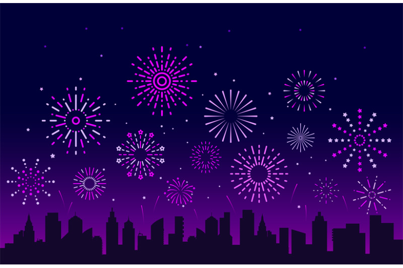 night-city-fireworks-festive-christmas-pyrotechnics-firecrackers-with