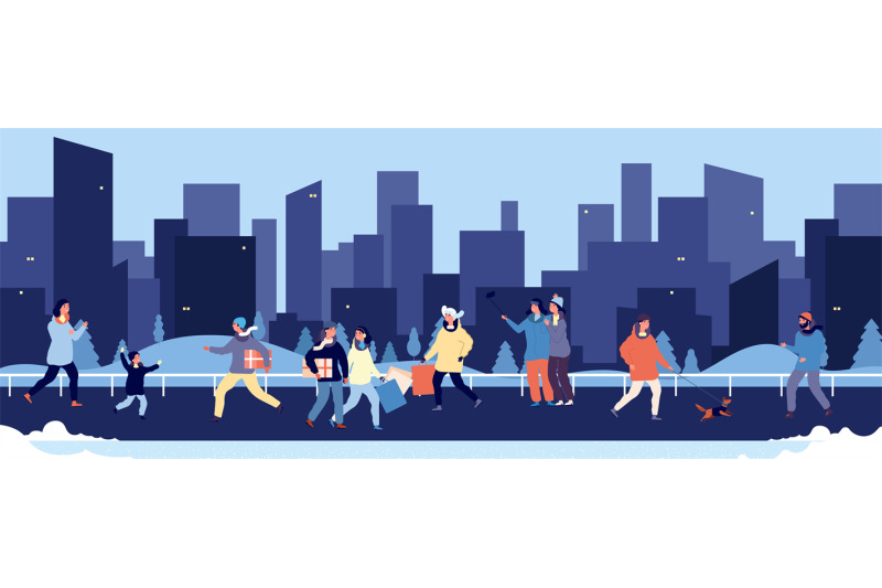 winter-walking-happy-people-walking-in-downtown-vector-illustration