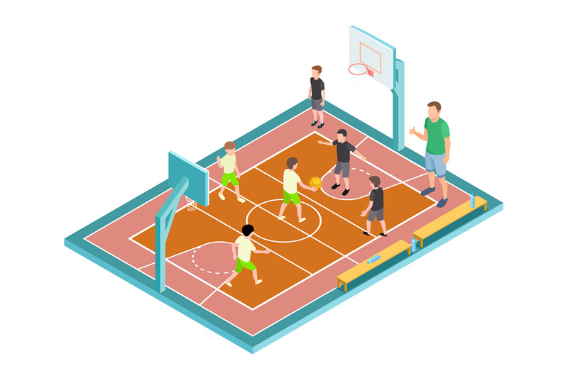 basketball-training-children-play-basketball-vector-illustration-iso