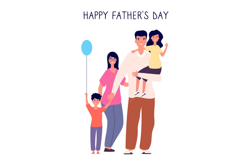 happy-father-day-family-holiday-dad-hold-cute-children-greeting-car