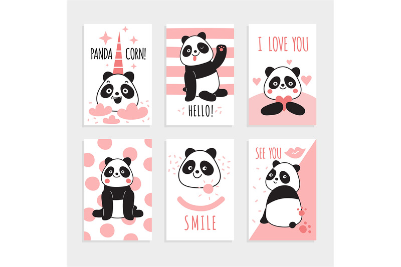 panda-cards-cute-chinese-bears-happy-panda-with-magic-accessories-b