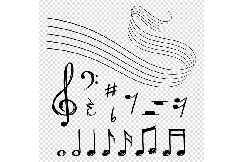 musical-notes-black-music-lines-melody-elements-and-staves-shape-ar