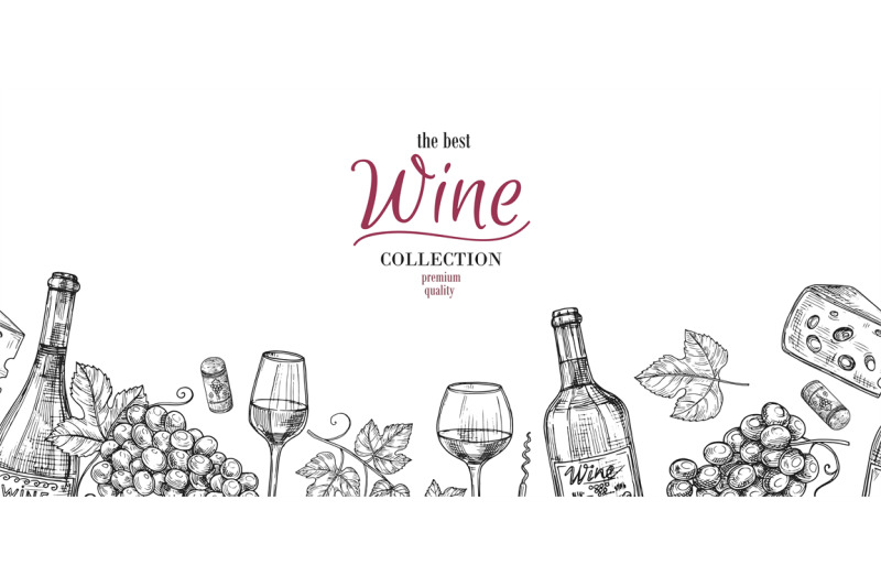 sketch-wine-drawing-drinks-grapes-bottles-seamless-border-alcoholi