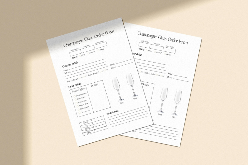 champagne-glass-order-form-template