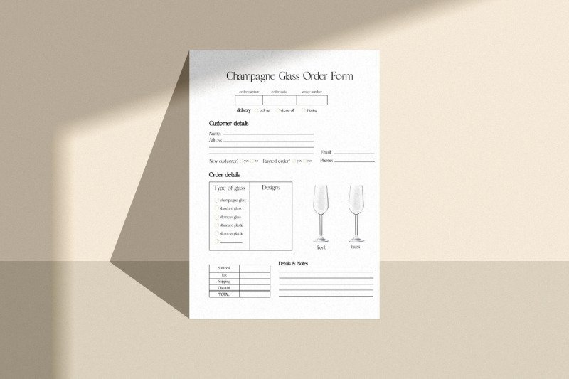 champagne-glass-order-form-template