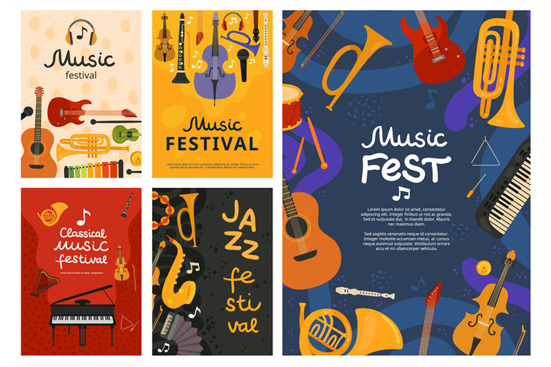 music-festival-jazz-concert-musical-instruments-poster-design-guita