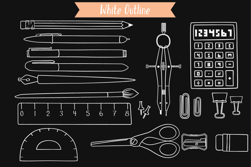 school-supplies-white-hand-drawn-stationary-office-doodles