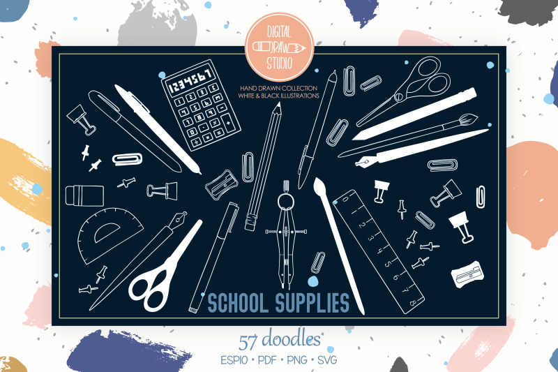 school-supplies-white-hand-drawn-stationary-office-doodles