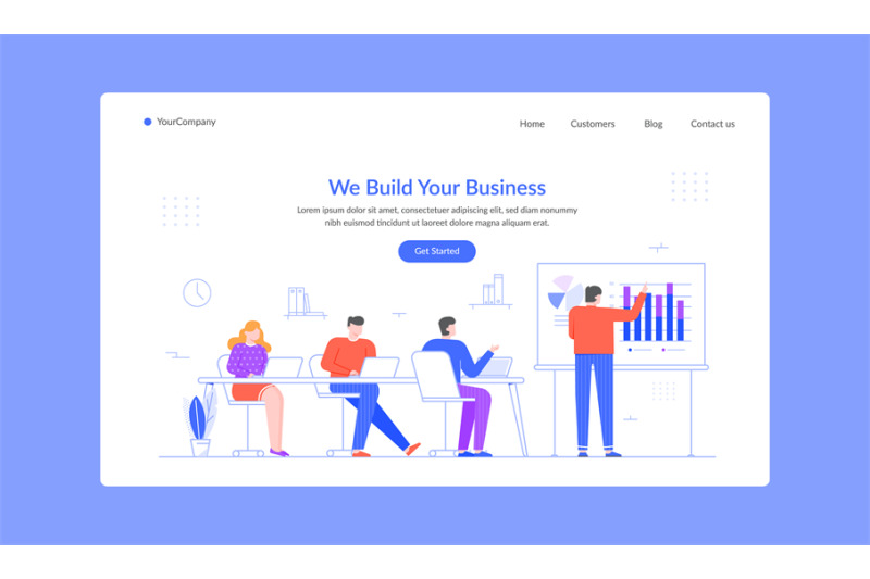 build-business-learn-presentation-chart-and-graphic-landing-page