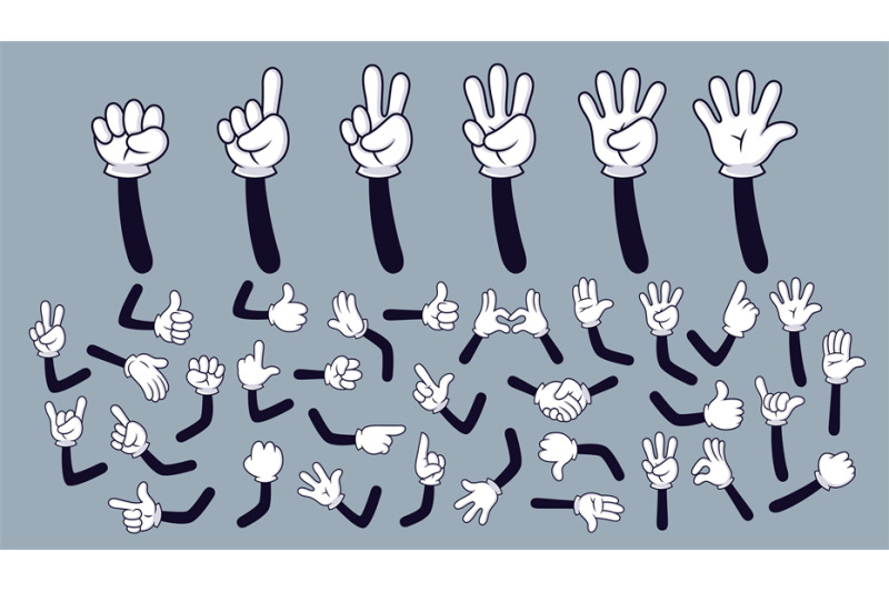 cartoon-hands-comic-arms-with-four-and-five-fingers-in-white-glove-wi