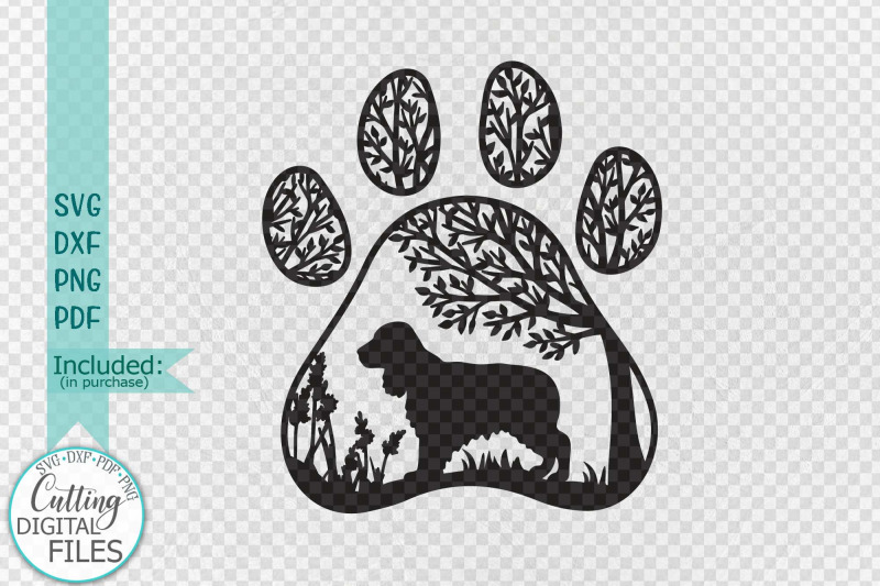 cocker-spaniel-paw-dog-round-sign-svg-dxf-pdf-cut-out-file