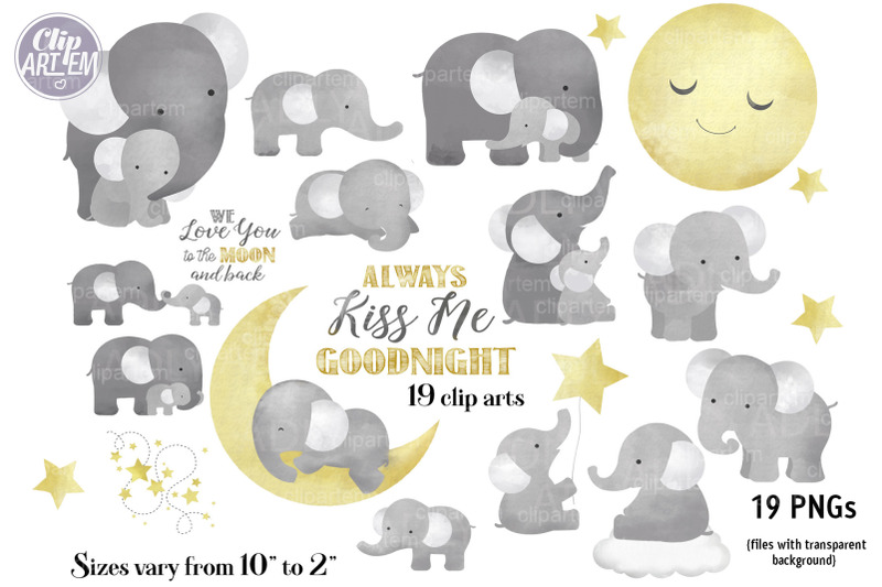 gray-elephant-bundle-19-watercolor-png-super-cute-baby-daddy-mommy