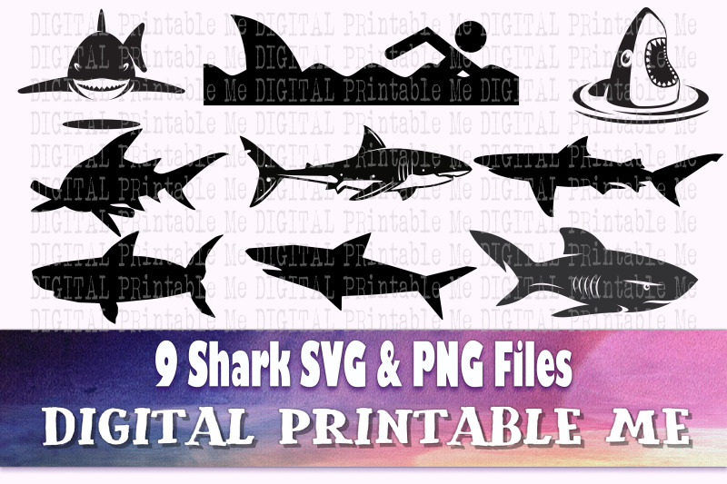 Shark svg bundle, silhouette, PNG, clip art, 9 Digital, shark week ham
for Cutting Machines