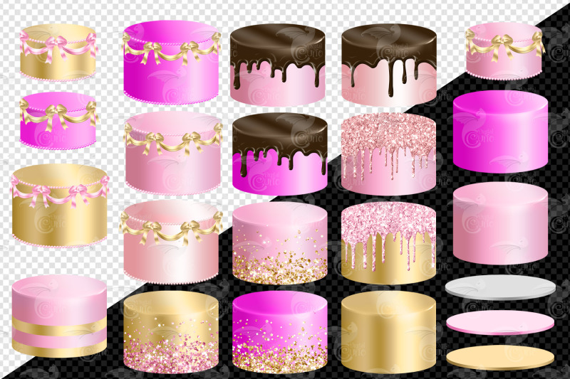 pink-and-gold-cakes-clip-art
