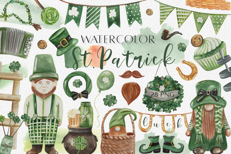 watercolor-st-patrick-day-clipart-lucky-gnomes-shamrock-irish-png