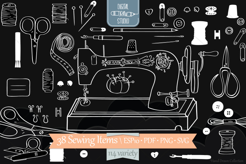 white-sewing-doodles-hand-drawn-old-singer-machine-scissors-button