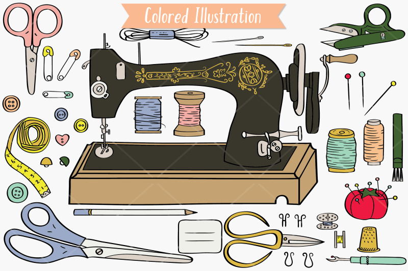 color-sewing-doodles-hand-drawn-old-singer-machine-scissors-button