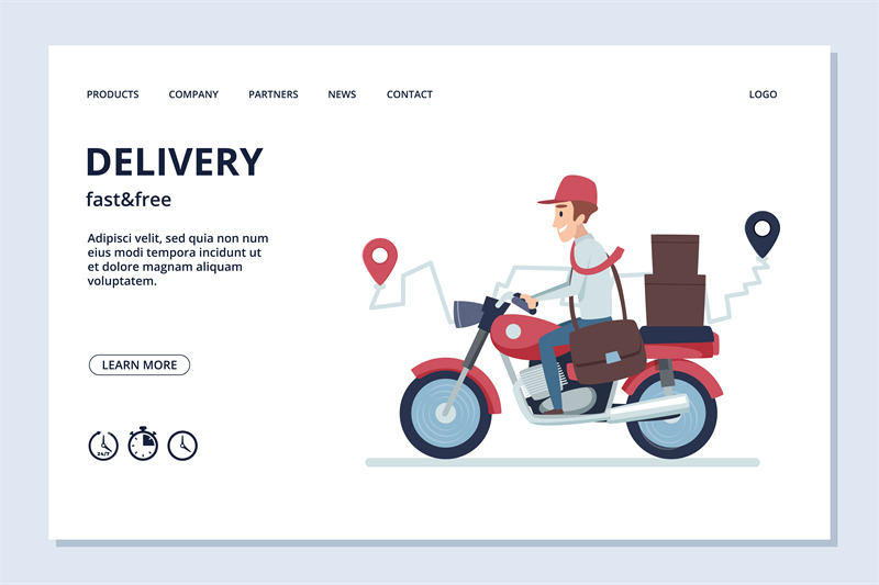 delivery-vector-banner-delivery-man-on-motorcycle-with-parcels