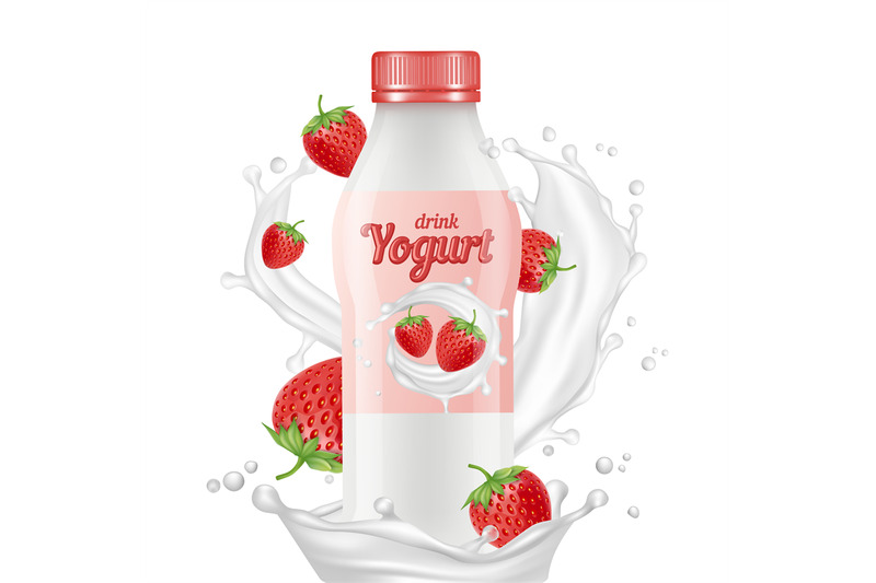 drink-yogurt-realistic-bottle-milk-splashes-and-strawberries-vector-i